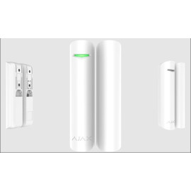 Contact magnetic wireless Ajax DoorProtect WH, aparent, 1 intrare NC, reed, 868 MHz, RF 1200 m, alb