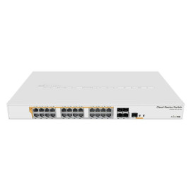 Switch PoE 29 porturi Microtik CRS328-24P-4S+RM, 24x PoE Gigabit, 4x SFP, 1x RJ45 consola, 450W, cu management